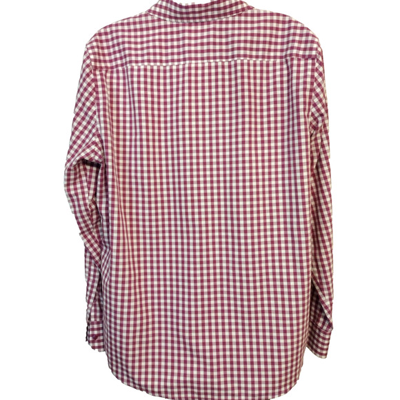 Jones New York Signature Shirt Berry Pink Cotton Non-Iron Gingham Plaid L - Picture 4 of 6